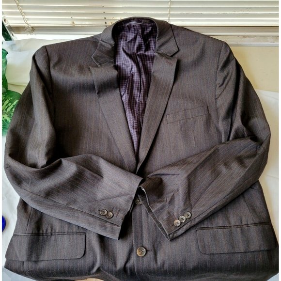 JOE JOSEPH ABBOUD 46L MEN'S SPORT COAT GRAY BROWN WOOL 2-BUTTON/2-VENT B537 - Picture 13 of 15